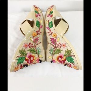 Stuart Weitzman beaded wedge sandals